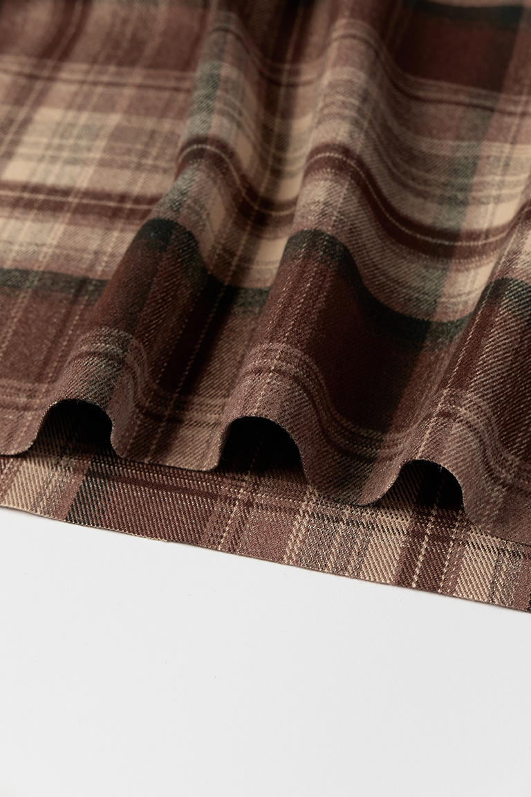 ПЛОТНАЯ РУБАШЕЧНАЯ ТКАНЬ/ФЛАНЕЛЬ КЛЕТКА КОРИЧНЕВЫЙ-ТОПЛЕНОЕ МОЛОКО 20% шерсть, 50% ПЭ, 30% вискоза, 380гр 150см