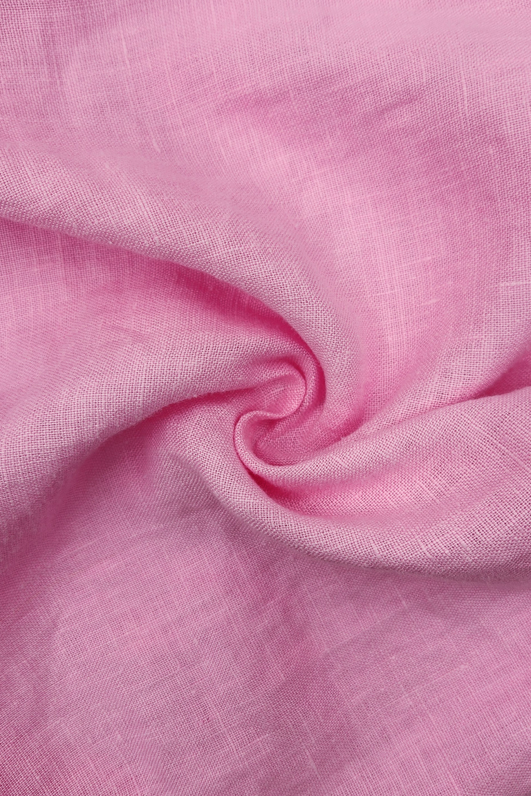 ОТРЕЗ 0,7м (ЛЁН 100% костюмный с эффектом мятости БАБЛ ГАМ / РОЗОВЫЙ 185гр, 150см)