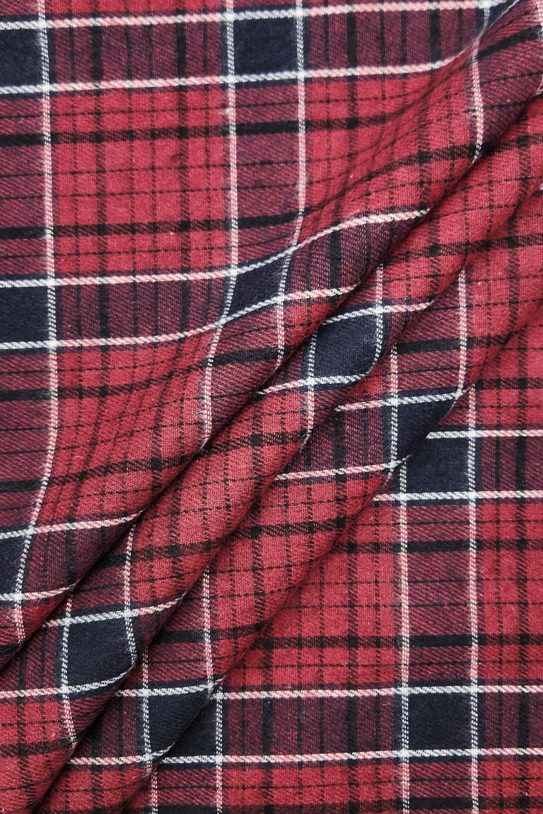 ОТРЕЗ 0,9 м (РУБАШЕЧНАЯ ТКАНЬ КЛЕТКА ВИННЫЙ  100%ХБ  130гр 145см)