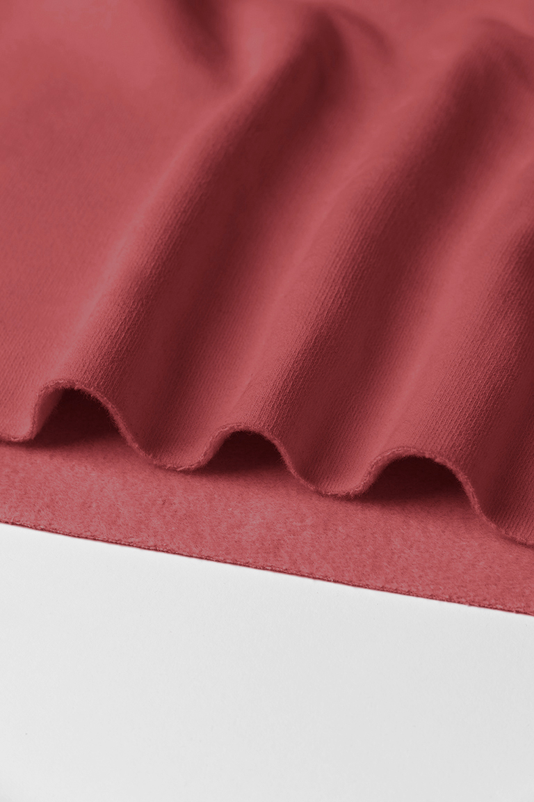 Футер 3х-нитка С ЕВРОНАЧЕСОМ ТОМАТНОЕ МОРОЖЕНОЕ PEACH EFFECT (ПИЧ) 90%хб/10%пэ, 370 гр/кв.м, 185 см