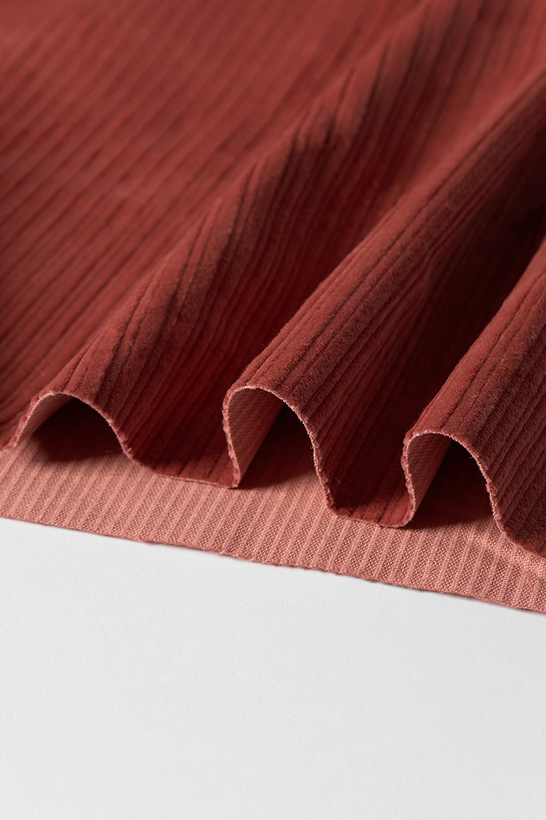 Вельвет (широкая полоска) ТОМАТНЫЙ 98%хлопок 2%эл, 330гр, 142см