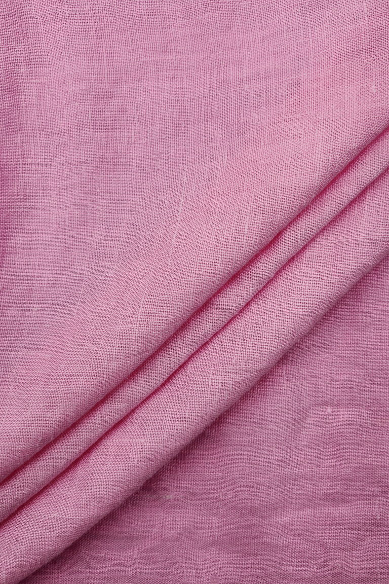 ОТРЕЗ 0,7м (ЛЁН 100% костюмный с эффектом мятости БАБЛ ГАМ / РОЗОВЫЙ 185гр, 150см)