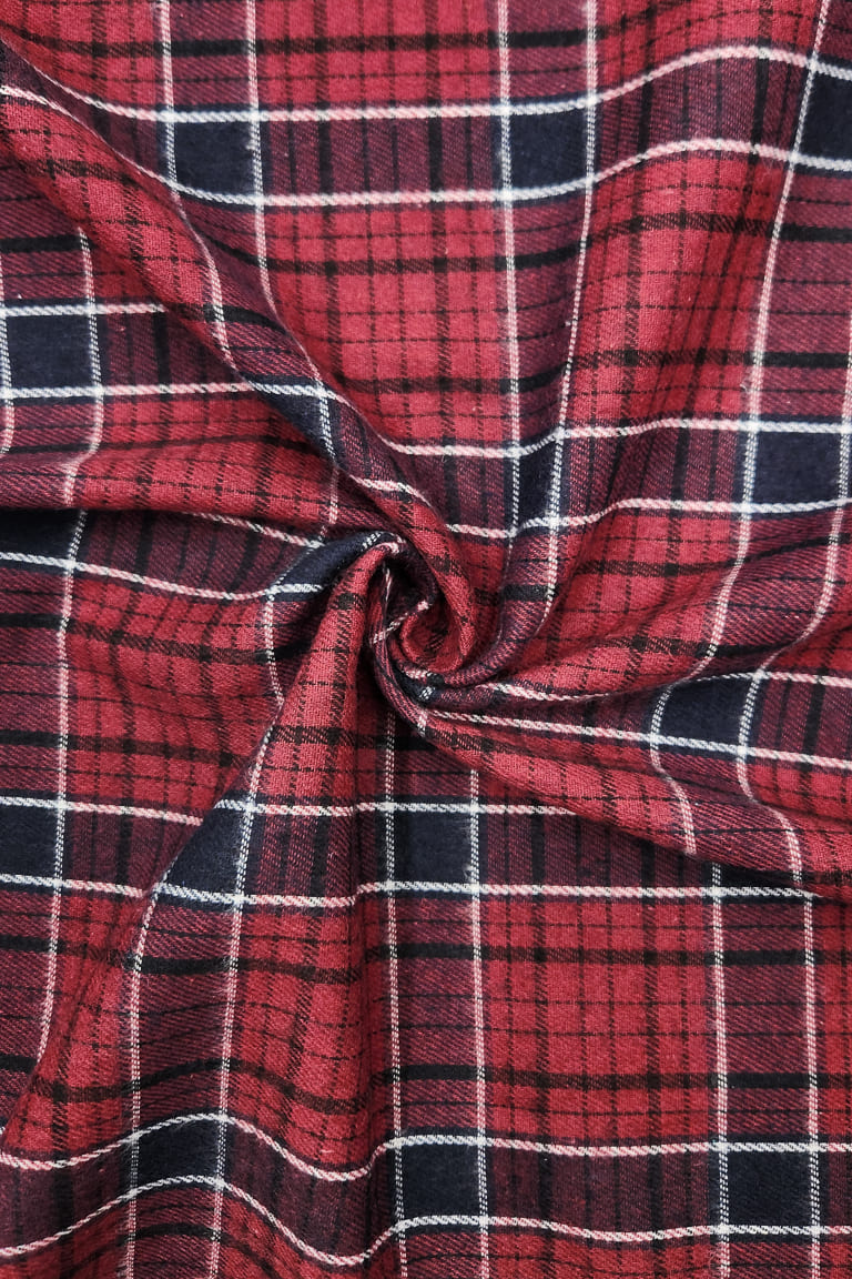 ОТРЕЗ 0,9 м (РУБАШЕЧНАЯ ТКАНЬ КЛЕТКА ВИННЫЙ  100%ХБ  130гр 145см)