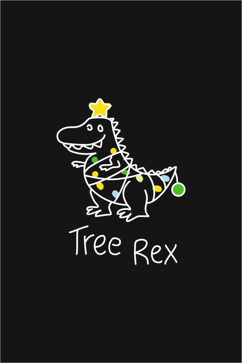 ТЕРМОТРАНСФЕР Tree Rex Динозавр Новогодний 10см*7см