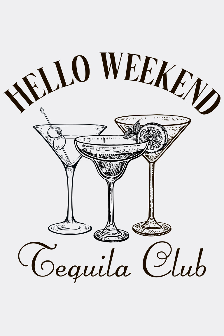 ТЕРМОТРАНСФЕР HELLO WEEKEND Tequila Club Черный 22см * 21см
