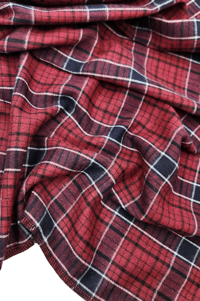 ОТРЕЗ 0,9 м (РУБАШЕЧНАЯ ТКАНЬ КЛЕТКА ВИННЫЙ  100%ХБ  130гр 145см)