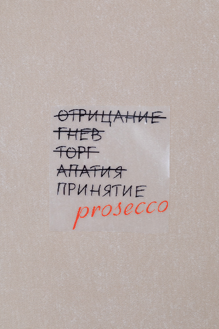 ТЕРМОТРАНСФЕР Отрицание, гнев,торг,апатия, принятие Prosecco (Черный) 7*7,5см