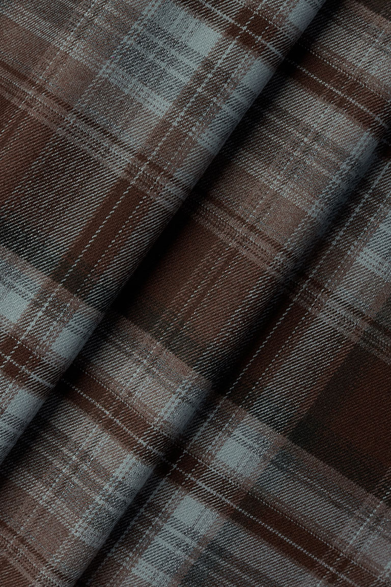 ПЛОТНАЯ РУБАШЕЧНАЯ ТКАНЬ/ФЛАНЕЛЬ КЛЕТКА ГОЛУБОЙ-КОРИЧНЕВЫЙ 20% шерсть, 50% ПЭ, 30% вискоза, 380гр 150см