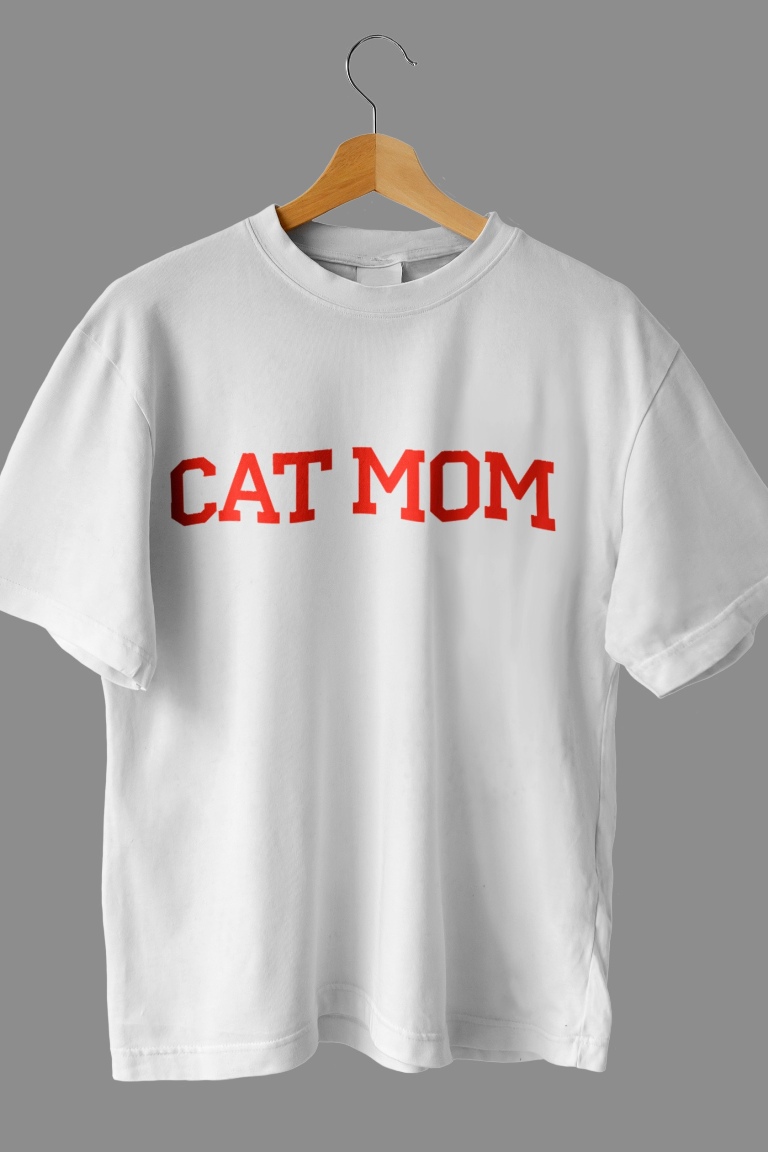 ТЕРМОТРАНСФЕР "Cat mom" Красный 34*6см