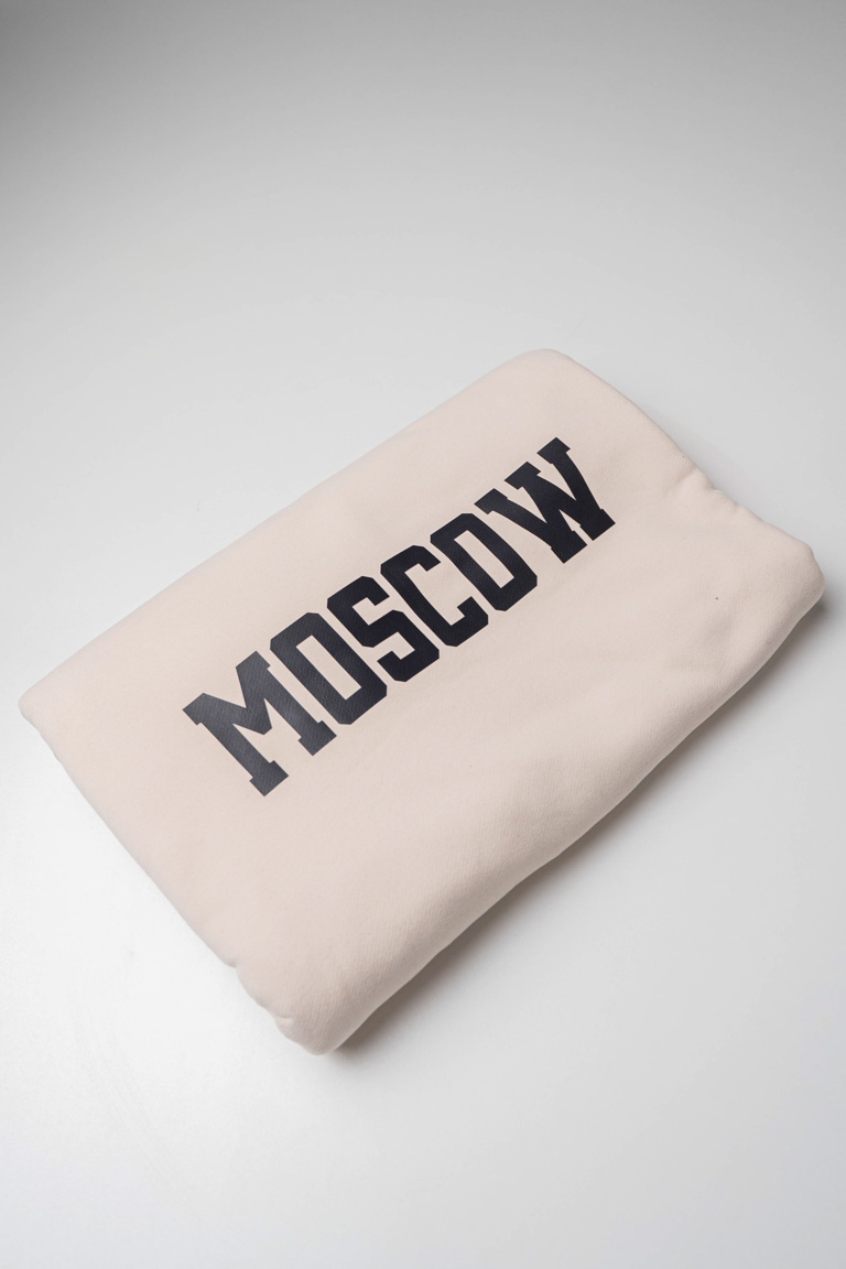 КУПОН ДЛЯ СВИТШОТА 1,3 м (180 см) MOSCOW (черный шрифт) СЛИВОЧНЫЙ ПИЧ