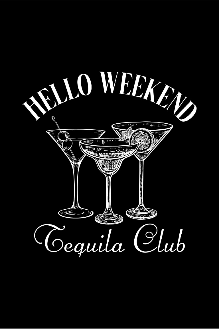 ТЕРМОТРАНСФЕР HELLO WEEKEND Tequila Club Белый 22см * 21см