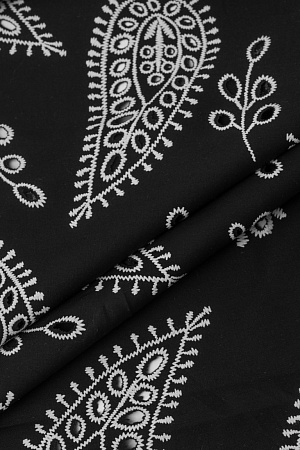 ПРОШВА (ШИТЬЁ) ЧЕРНЫЙ С БЕЛЫМ ОРНАМЕНТОМ 100% хлопок 75гр, 145см