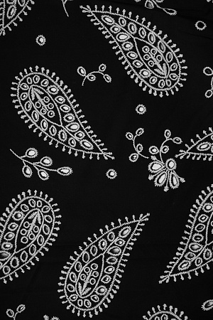 ПРОШВА (ШИТЬЁ) ЧЕРНЫЙ С БЕЛЫМ ОРНАМЕНТОМ 100% хлопок 75гр, 145см